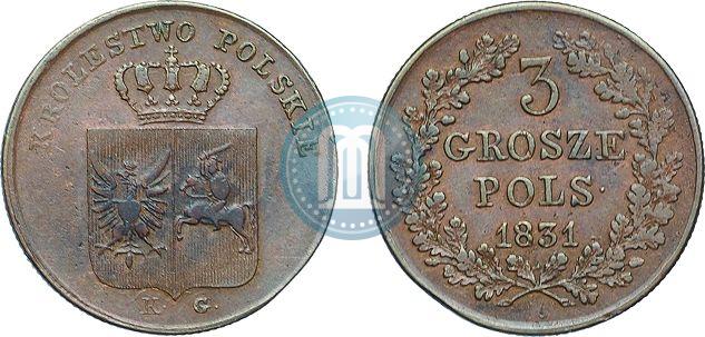 Picture 3 grosze 1831 year KG "Polish uprising"