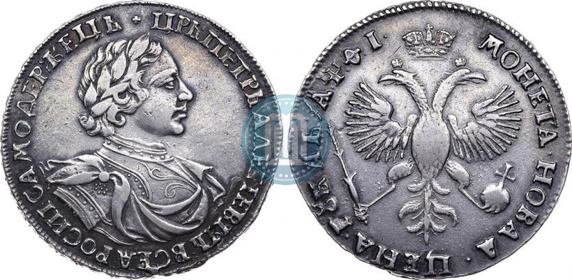 Фото 1 рубль 1719 года OK "Портрет в латах"