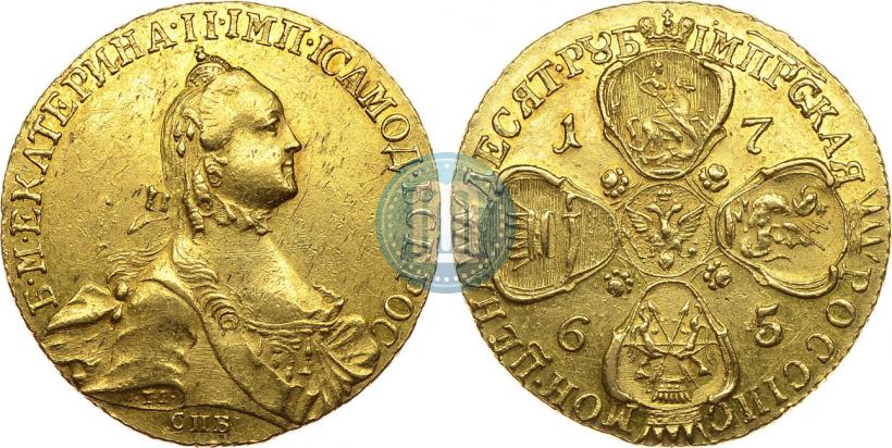 Picture 10 roubles 1765 year СПБ 