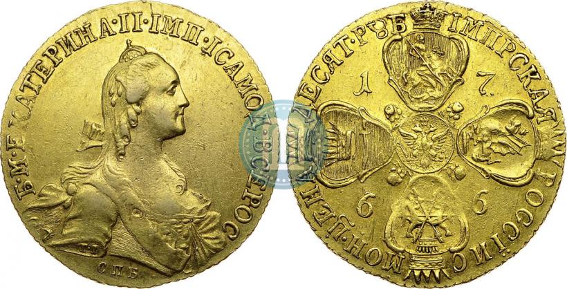 Picture 10 roubles 1766 year СПБ 