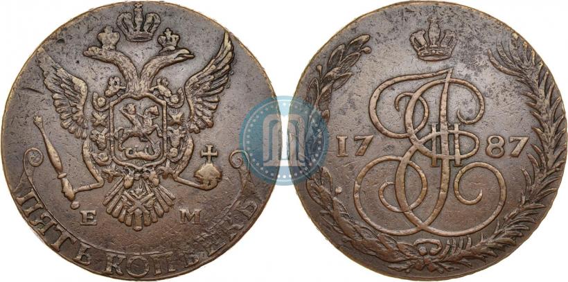 Фото 5 копеек 1787 года ЕМ 