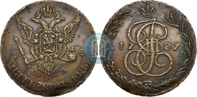 Picture 5 kopecks 1787 year ЕМ 