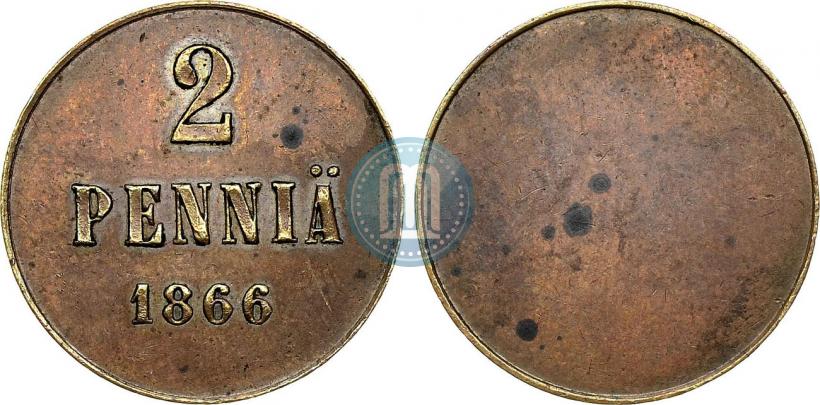 Picture 2 pennia 1866 year  "Pattern"