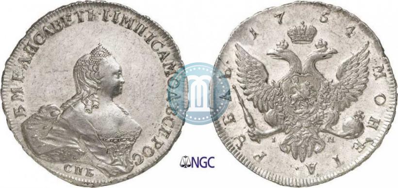 Picture 1 rouble 1754 year СПБ-IМ "Portrait by Benjamin Scott"