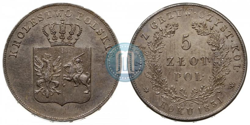 Picture 5 złotych 1831 year KG "Polish uprising"
