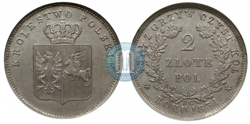 Picture 2 złote 1831 year KG "Polish uprising"