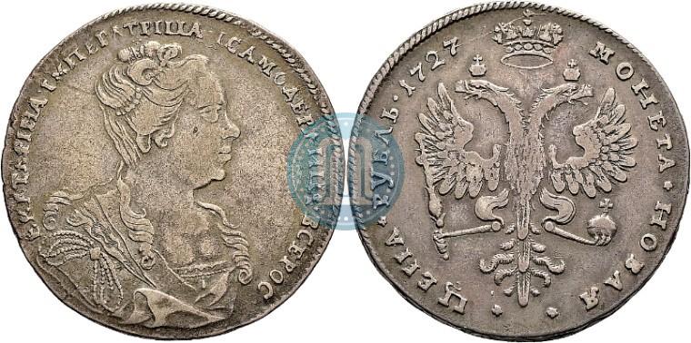 Picture 1 rouble 1727 year  "Moscow type, portrait turned to the right"