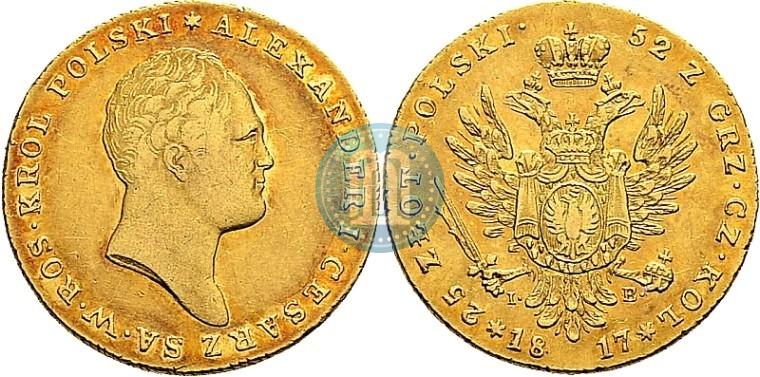 Фото 25 злотых 1817 года IB 
