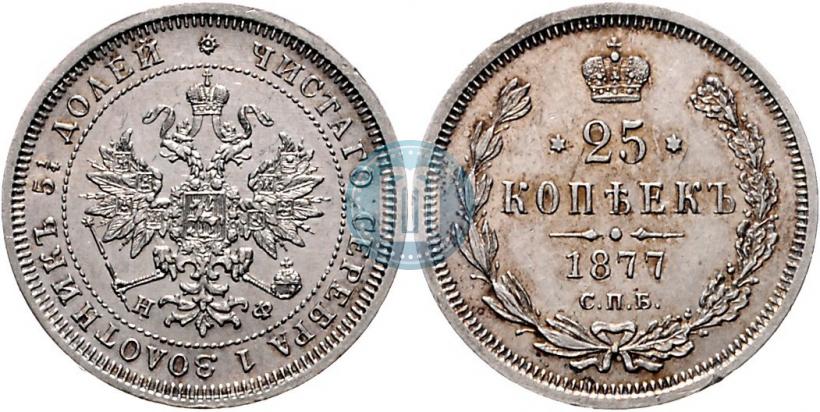 Фото 25 копеек 1877 года СПБ-НФ 