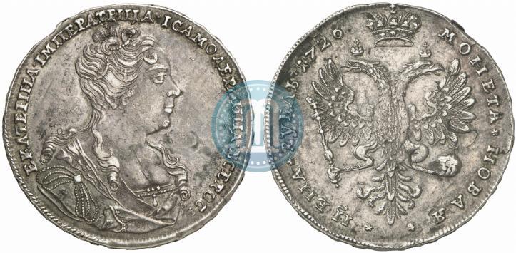 Фото 1 рубль 1726 года  "Московский тип, портрет вправо"