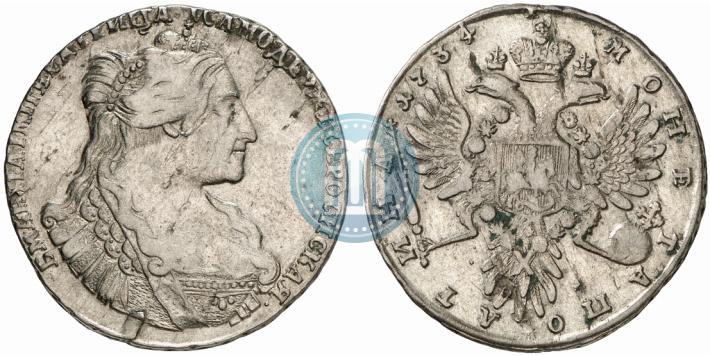 Фото Полтина 1734 года  "Тип 1735 года"