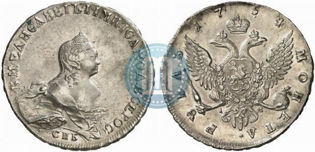 Picture 1 rouble 1754 year СПБ-IМ "Portrait by Benjamin Scott"