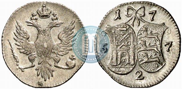 Фото 2 копейки 1757 года  "Ливонез"