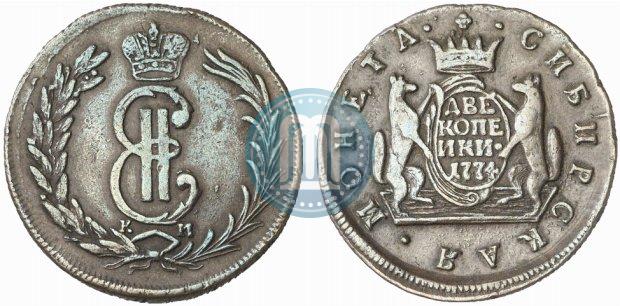 Picture 2 kopecks 1774 year КМ 