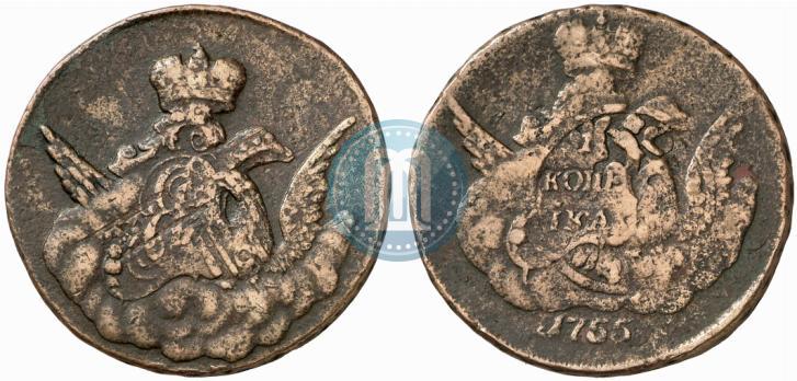 Picture 1 kopeck 1755 year  