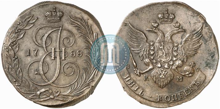Фото 5 копеек 1788 года КМ 