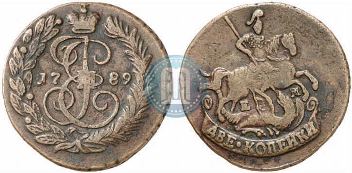 Фото 2 копейки 1789 года ЕМ 