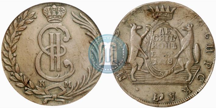 Фото 10 копеек 1778 года КМ 