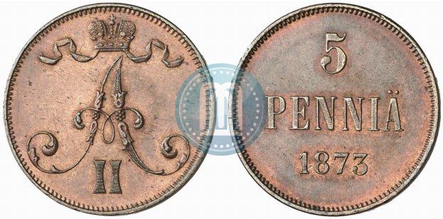 Фото 5 пенни 1873 года  