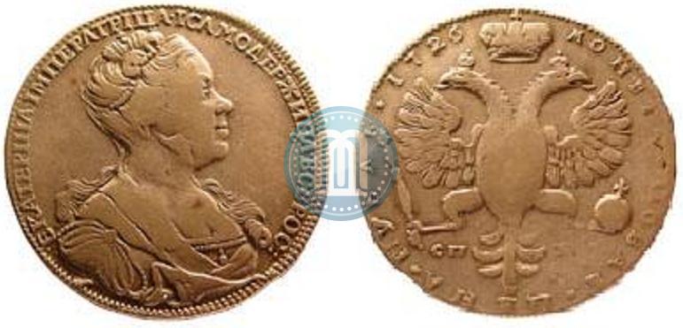 Picture 1 rouble 1726 year СПБ "Petersburg type, portrait turned to the right"