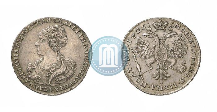 Picture Poltina 1726 year  "Moscow type, portrait turned to the left"