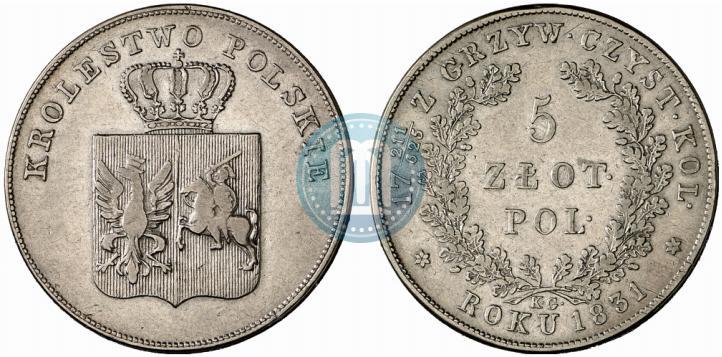 Picture 5 złotych 1831 year KG "Polish uprising"
