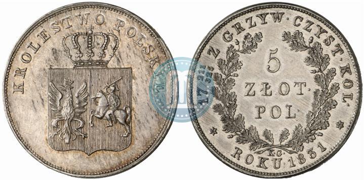 Picture 5 złotych 1831 year KG "Polish uprising"