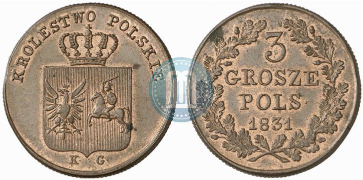 Picture 3 grosze 1831 year KG "Polish uprising"
