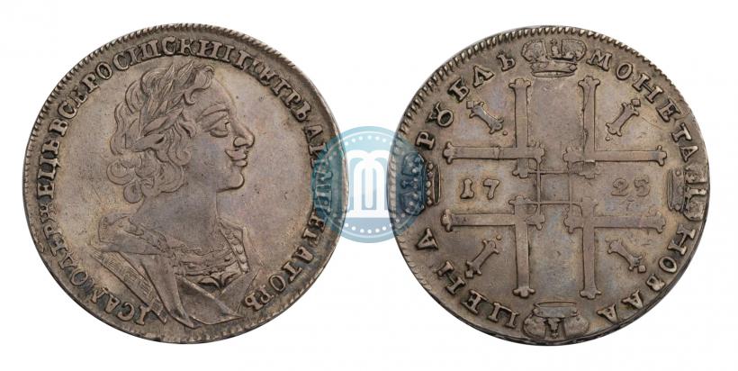 Фото 1 рубль 1725 года  "Портрет в античных доспехах"