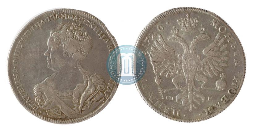 Picture 1 rouble 1726 year СПБ "Petersburg type, portrait turned to the left"