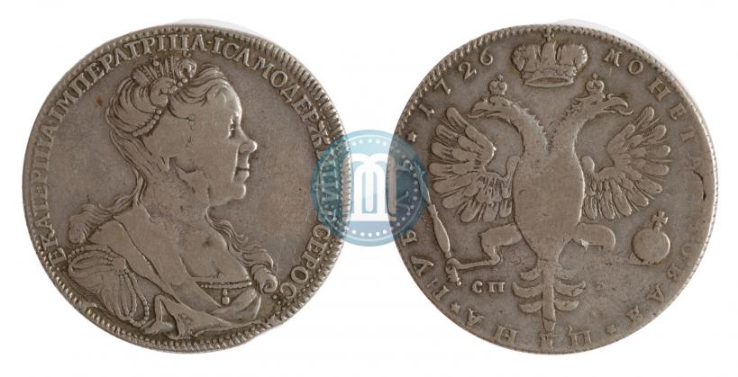 Фото 1 рубль 1726 года СПБ "Петербургский тип, портрет вправо"