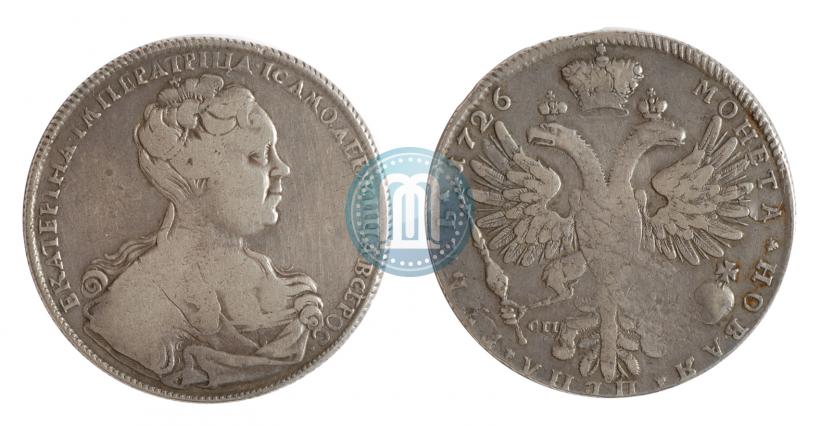 Picture 1 rouble 1726 year СПБ "Petersburg type, portrait turned to the right"