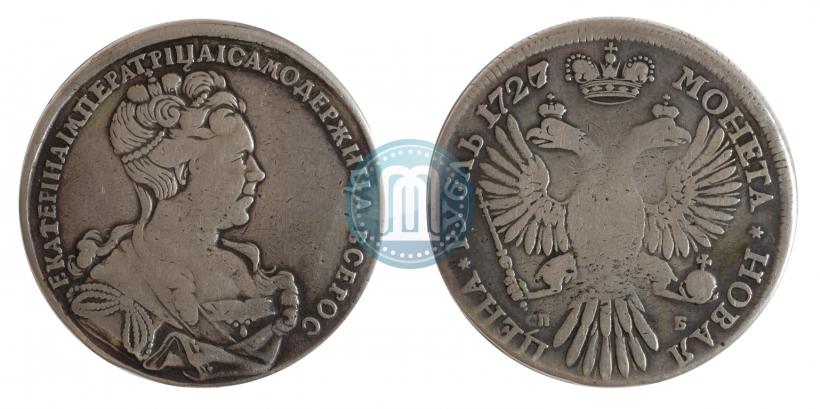 Picture 1 rouble 1727 year СПБ "High haircut"