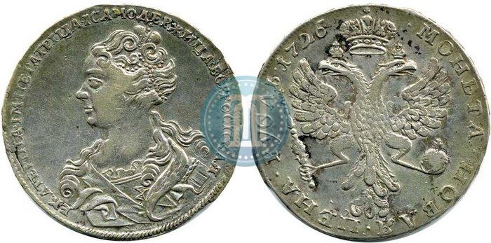 Picture 1 rouble 1726 year  "Moscow type, portrait turned to the left"