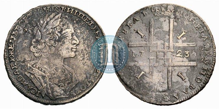 Фото 1 рубль 1723 года  "Портрет в античных доспехах"