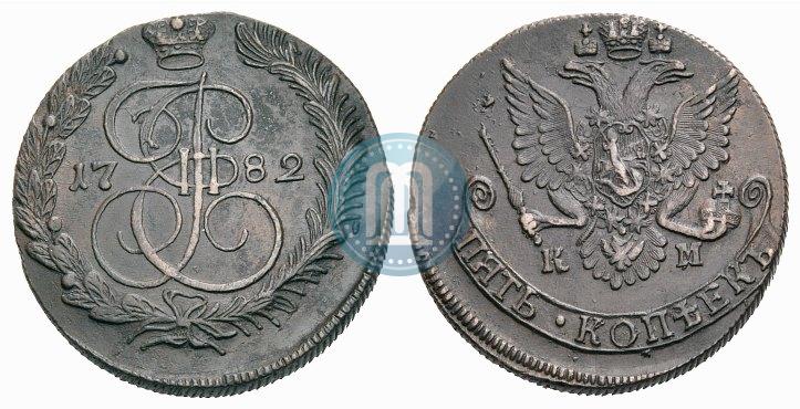Фото 5 копеек 1782 года КМ 
