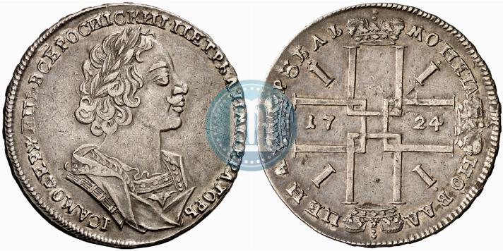 Фото 1 рубль 1724 года  "Портрет в античных доспехах"