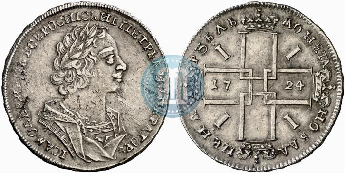 Фото 1 рубль 1724 года  "Портрет в античных доспехах"