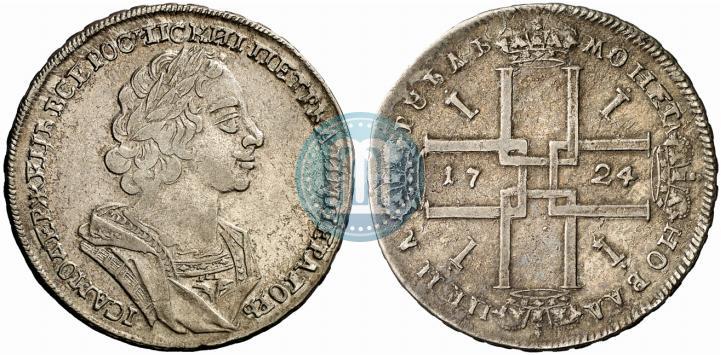 Фото 1 рубль 1724 года  "Портрет в античных доспехах"