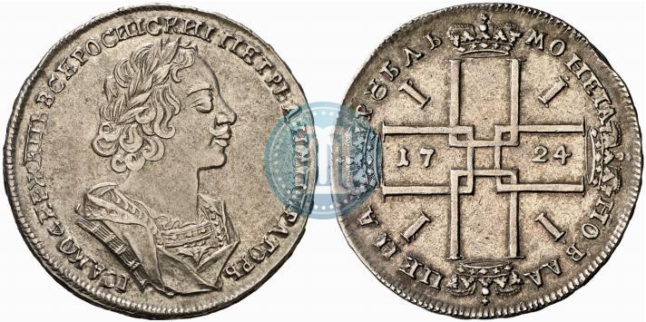 Фото 1 рубль 1724 года  "Портрет в античных доспехах"