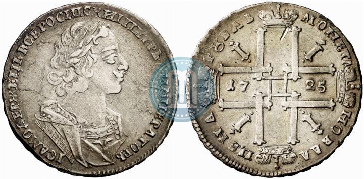 Фото 1 рубль 1725 года  "Портрет в античных доспехах"