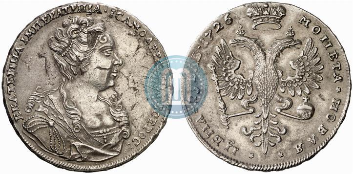 Фото 1 рубль 1726 года  "Московский тип, портрет вправо"