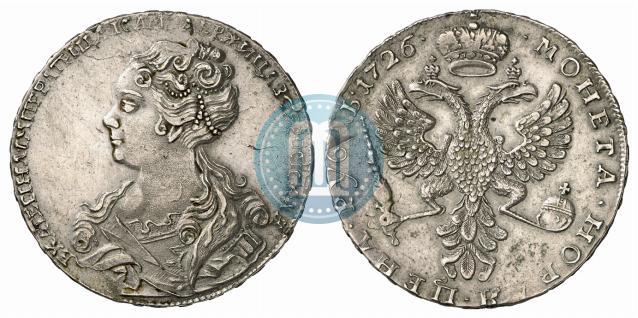 Фото 1 рубль 1726 года  "Московский тип, портрет влево"