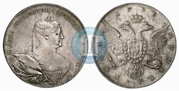 Picture 1 rouble 1736 year  "Portrait by Gedlinger"