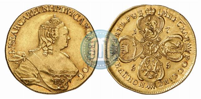Фото 5 рублей 1755 года  