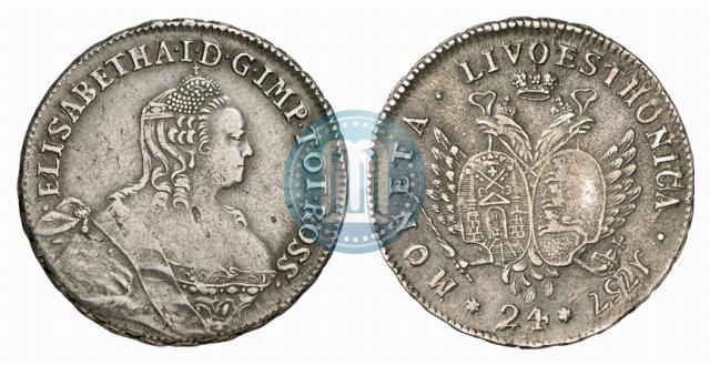 Picture 24 kopecks 1757 year  "For Livonia"