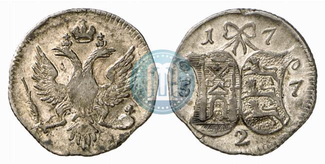 Фото 2 копейки 1757 года  "Ливонез"