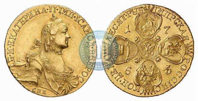 Picture 10 roubles 1765 year СПБ 
