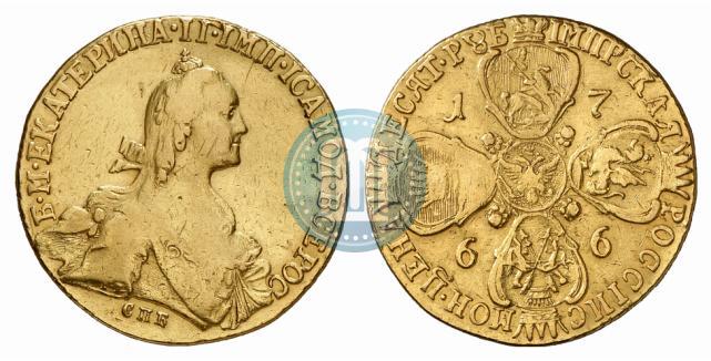 Picture 10 roubles 1766 year СПБ 