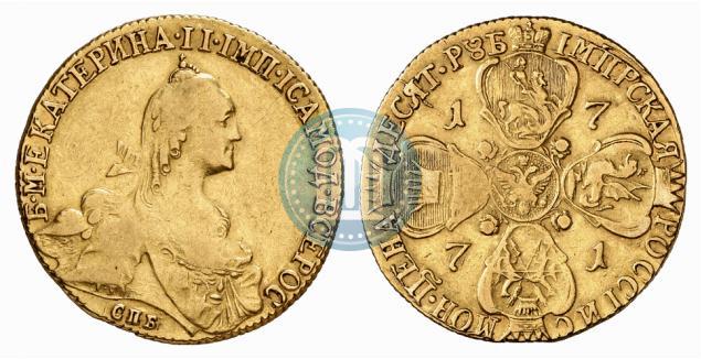 Picture 10 roubles 1771 year СПБ 